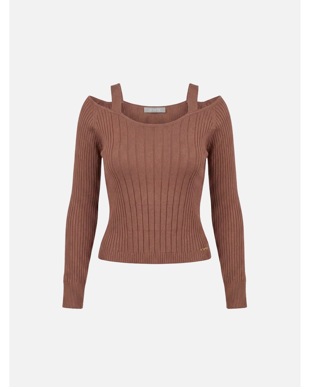 Camisola de malha curta com efeito canelado