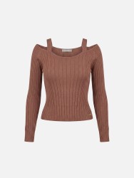 Camisola de malha curta com efeito canelado
