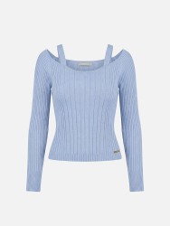 Camisola de malha curta com efeito canelado
