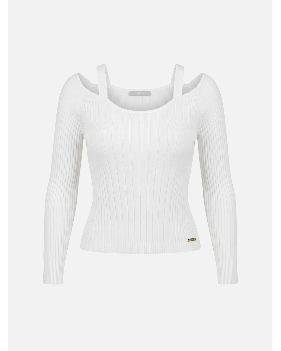 Cropped ribbed-effect knitted sweater