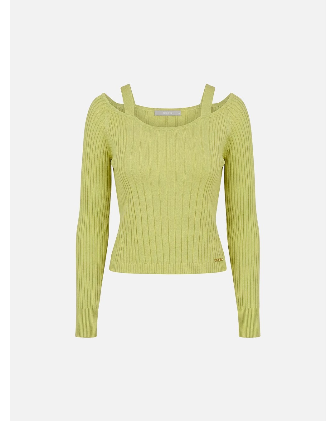 Cropped ribbed-effect knitted sweater