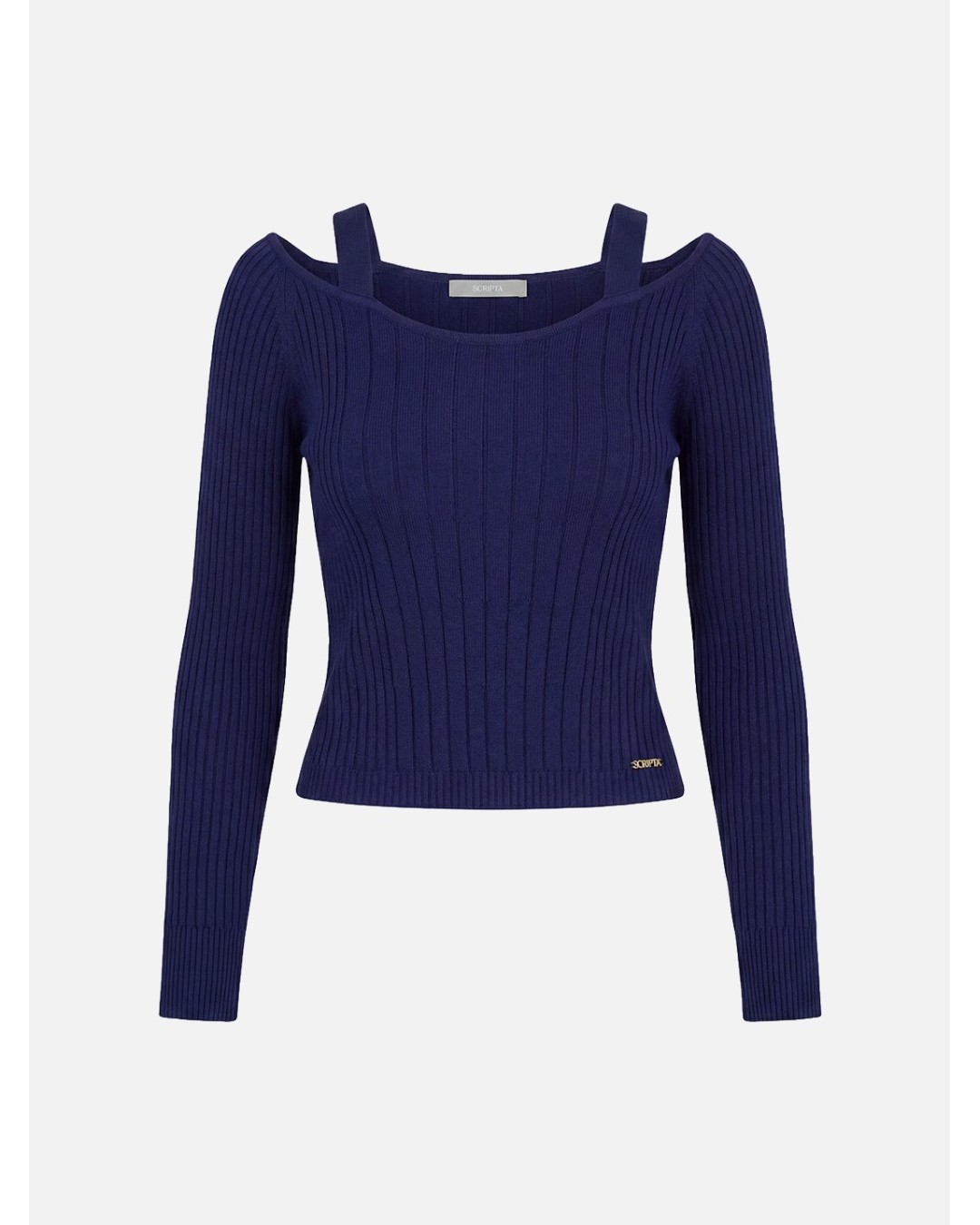 Camisola de malha curta com efeito canelado