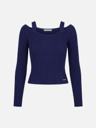 Camisola de malha curta com efeito canelado