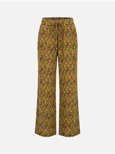 Fluid printed trousers with elastic waistband