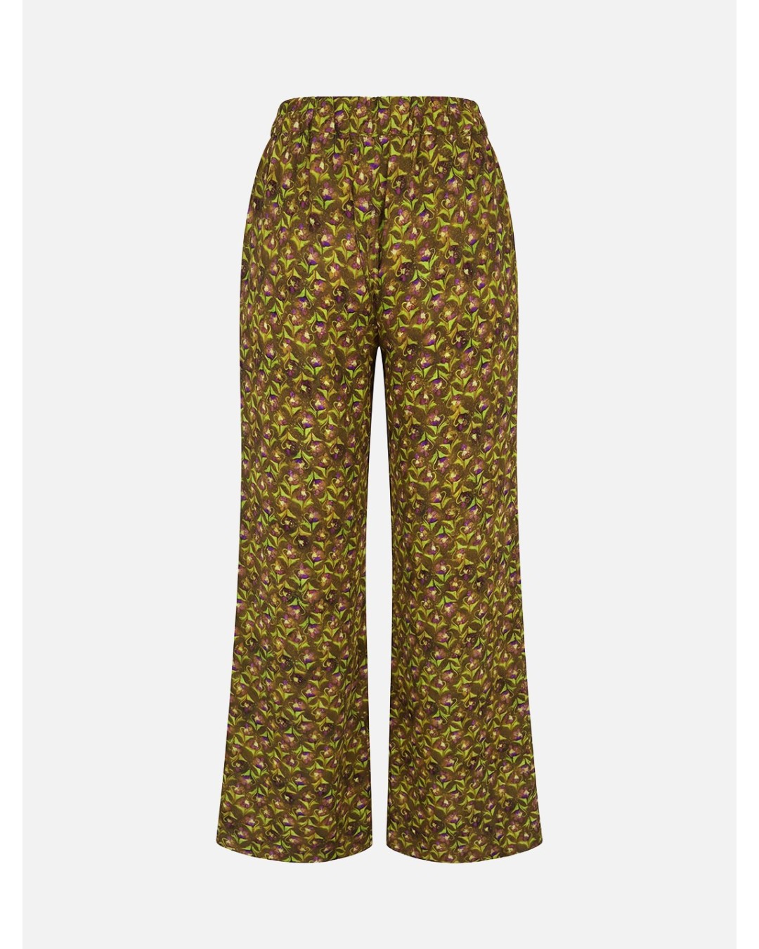 Calça fluída estampada com elástico