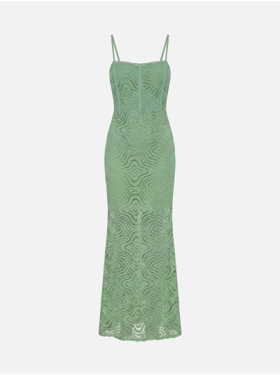 Long lace dress with thin straps