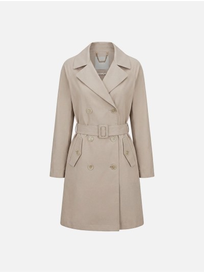 Plain gabardine coat with buttons