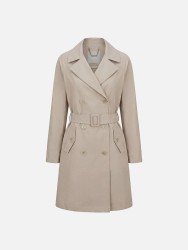 Plain gabardine coat with buttons