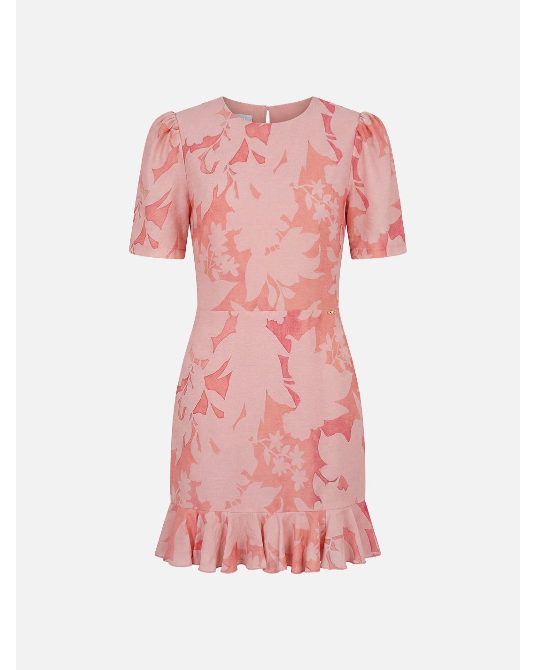 Short printed dress with ruffle