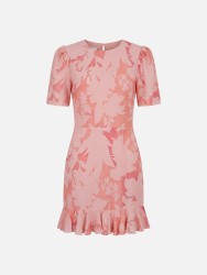 Short printed dress with ruffle