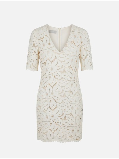 Short lace dress with contrasting bow