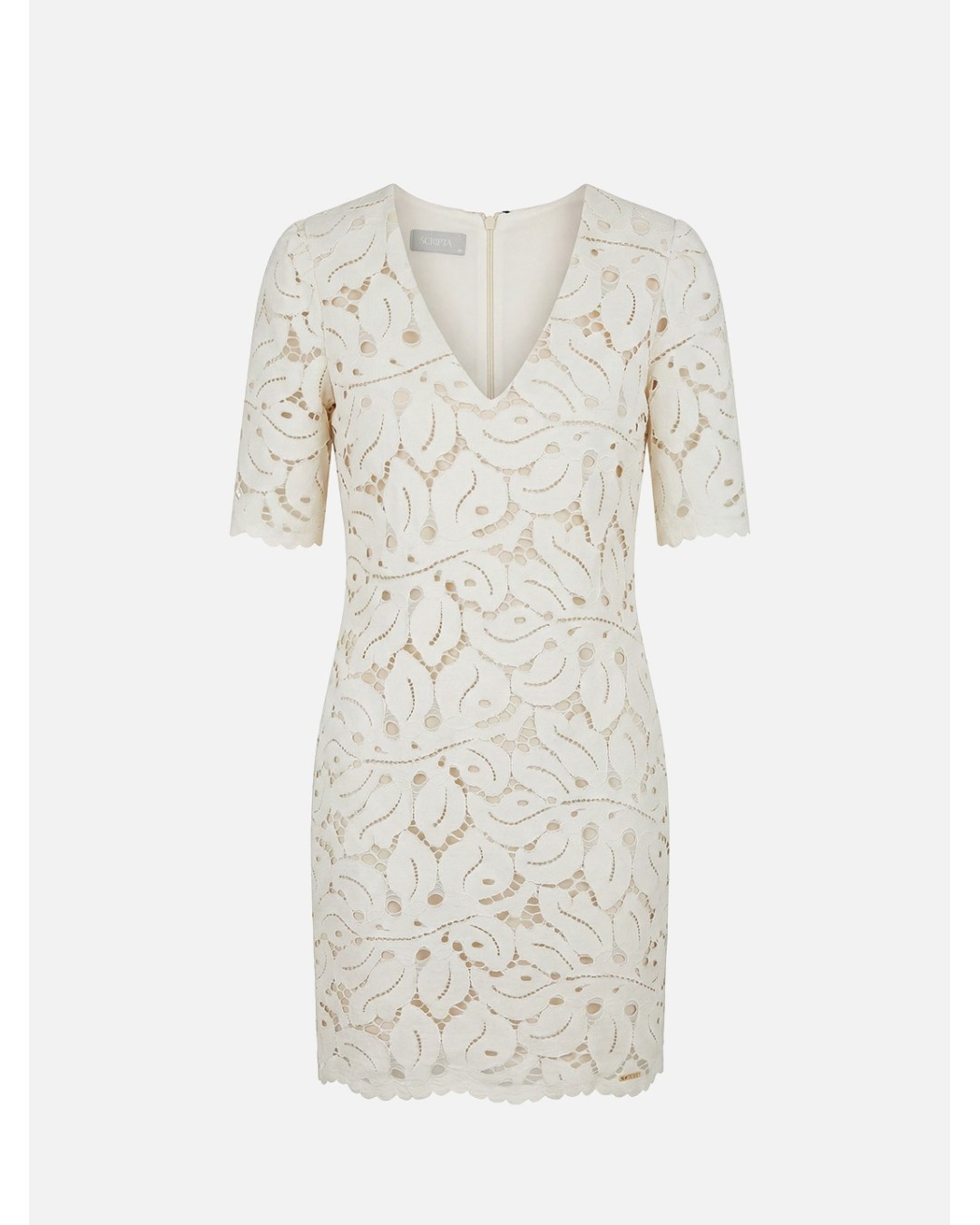 Short lace dress with contrasting bow