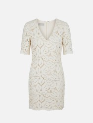 Short lace dress with contrasting bow