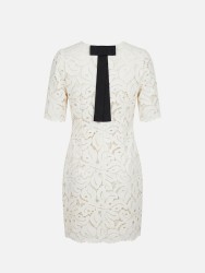 Short lace dress with contrasting bow