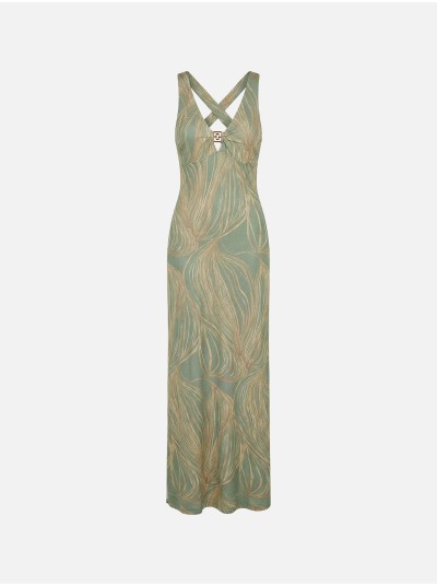 Vestido em malha com abertura na costa