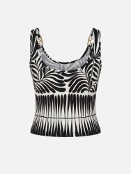 Printed knit top with metallic detail