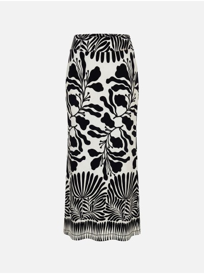 Long printed knit skirt