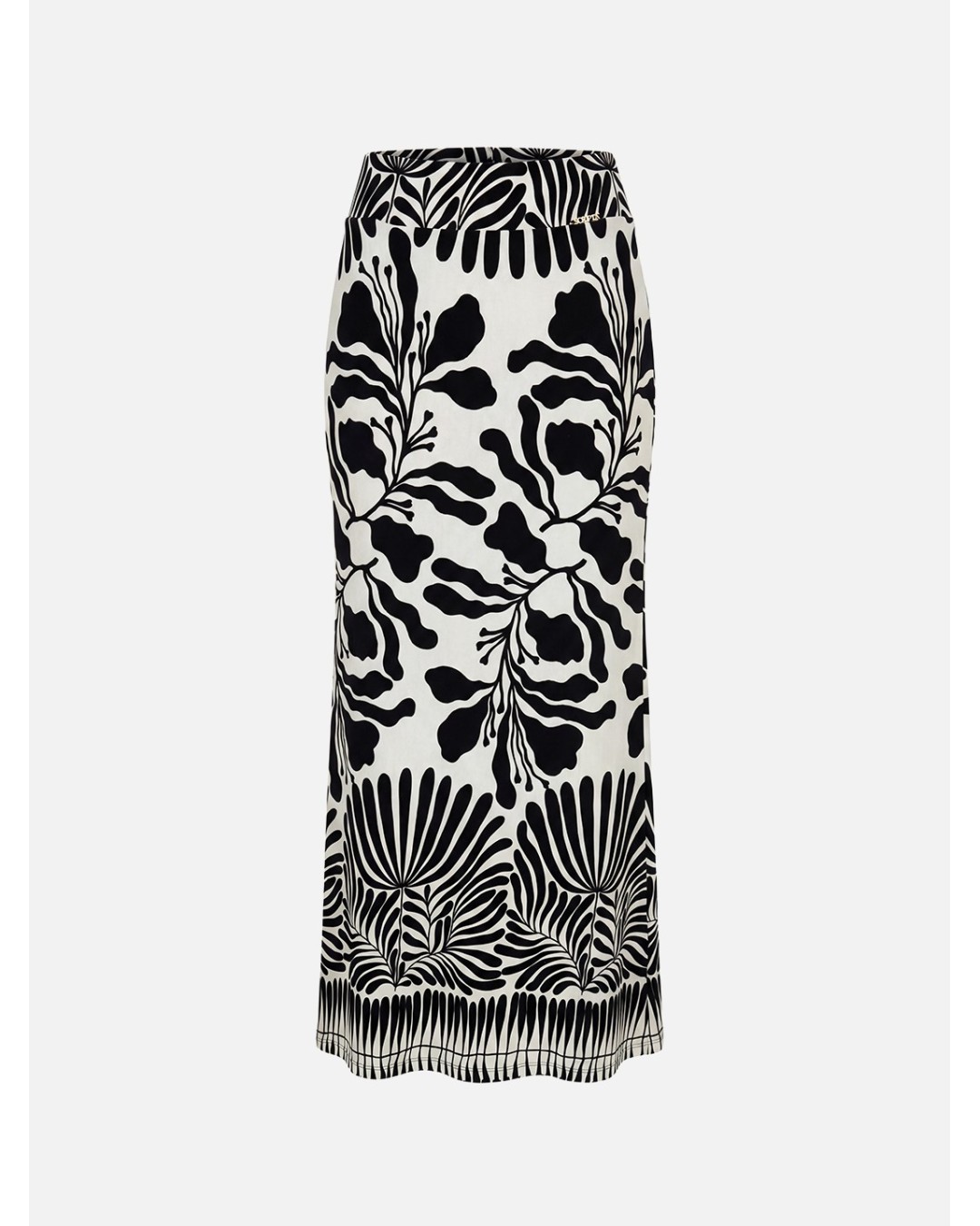 Long printed knit skirt