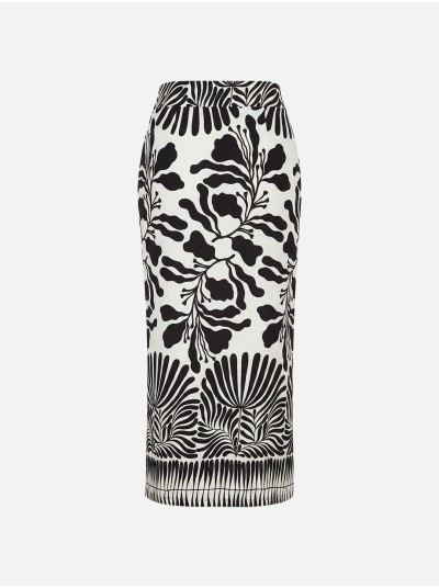 Saia comprida estampada em malha