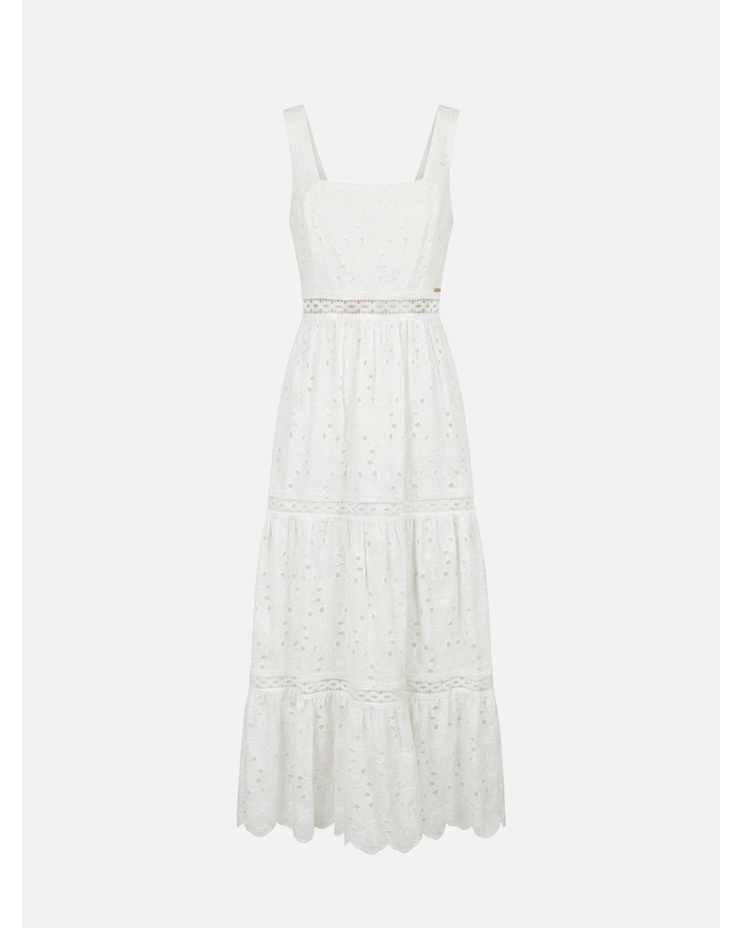 Long lace dress with square neckline