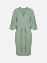 Midi dress with long sleeves and V-neckline