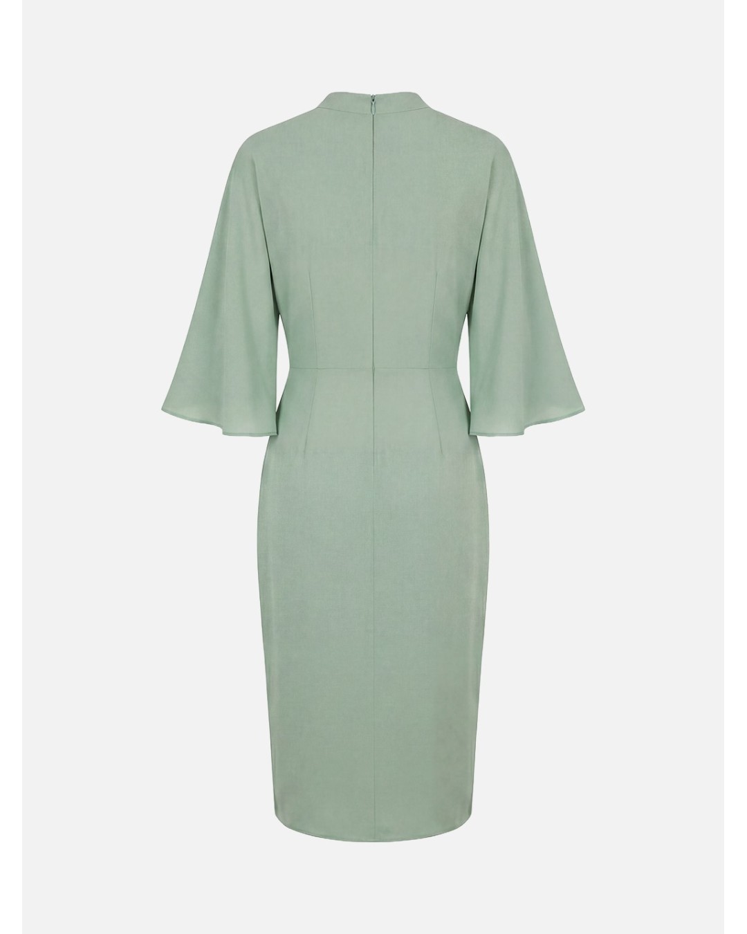 Midi dress with long sleeves and V-neckline